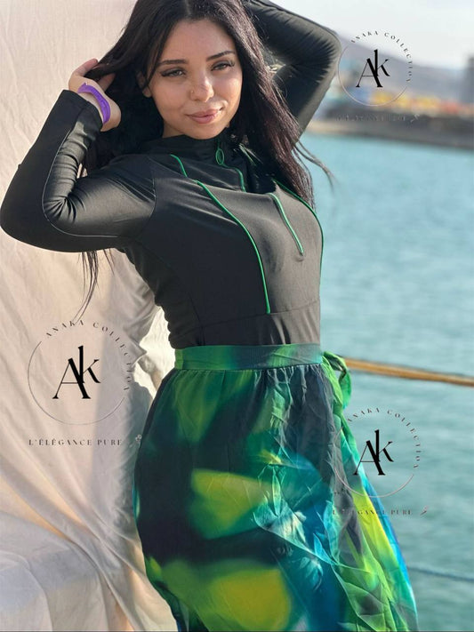 Burkini shein collection noir vert